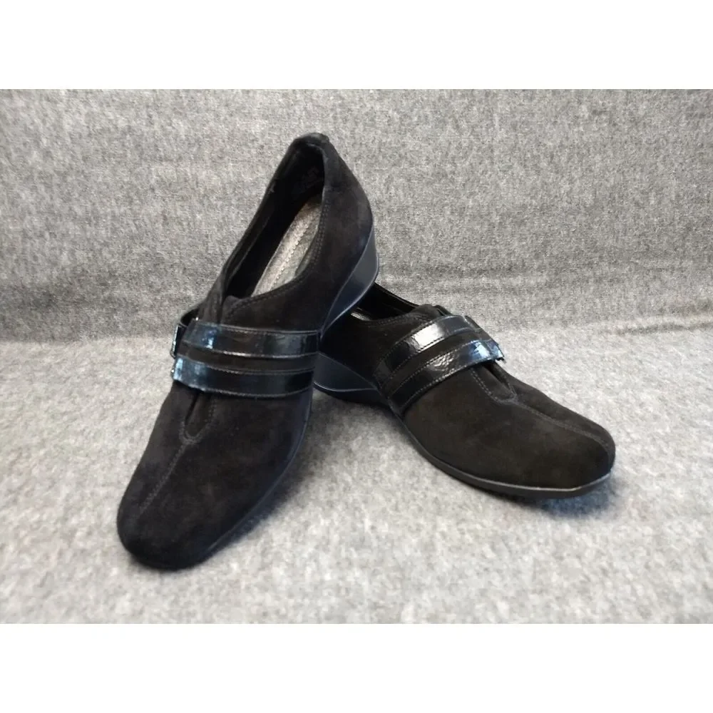 Clarks Artisan Black Suede Shoes Embrace Joy Wedge Women 9M Active Air NIB‎ NEW